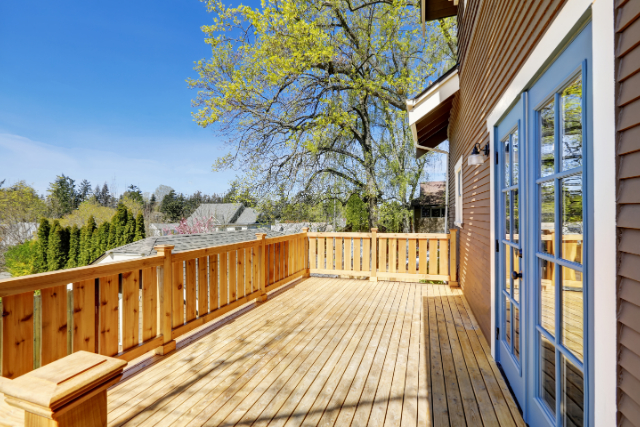 Salem New Deck Project with wooden fence all around